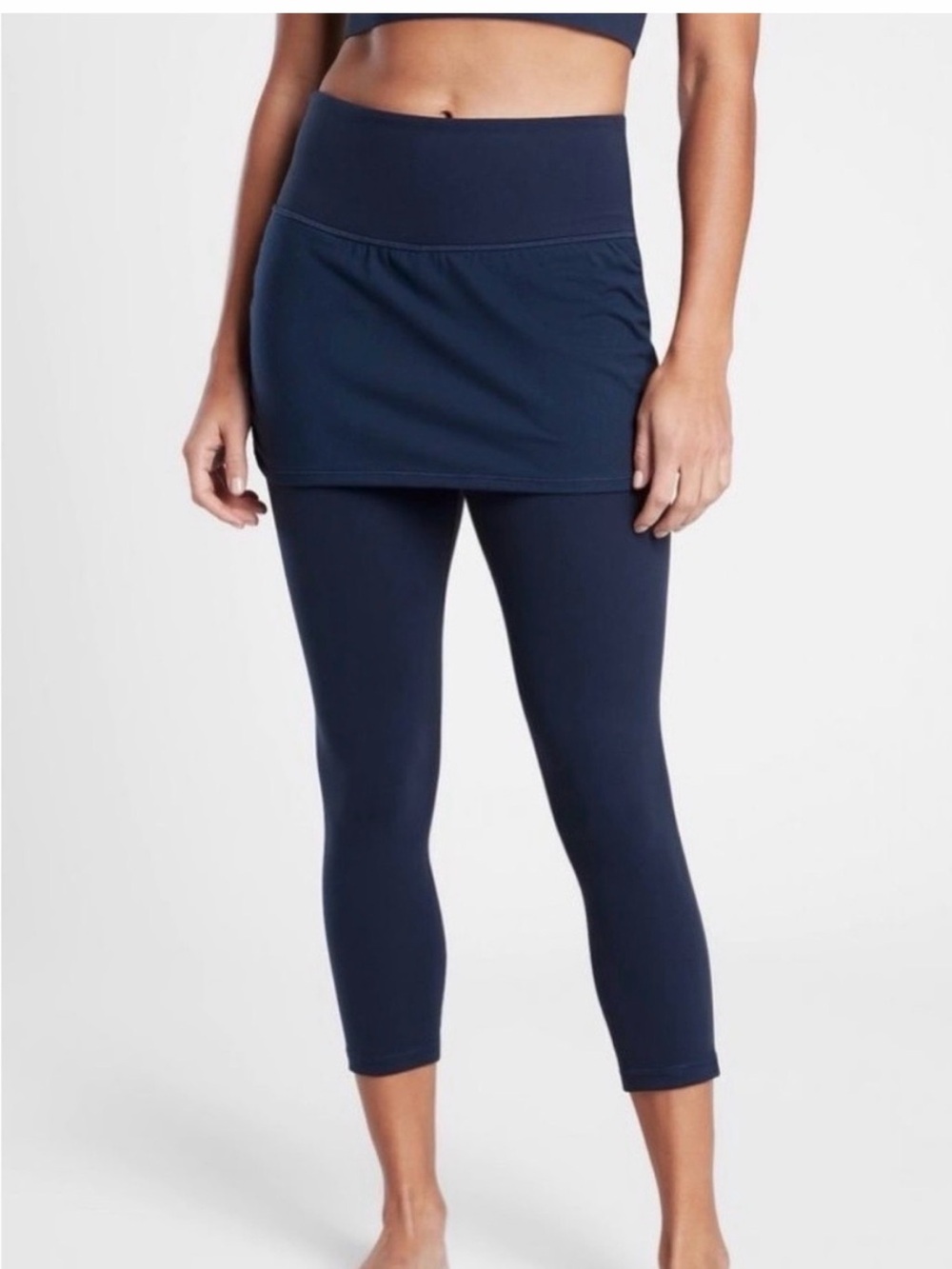 athleta athletic pull-on skort navy women’s size M tall elation 2 in 1 capri